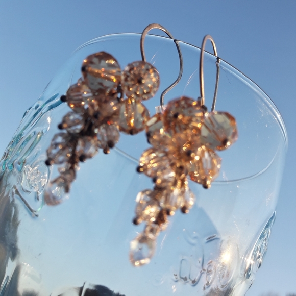 Crystal Dangle Earrings Chandelier Gold Silver - Picture 6 of 12